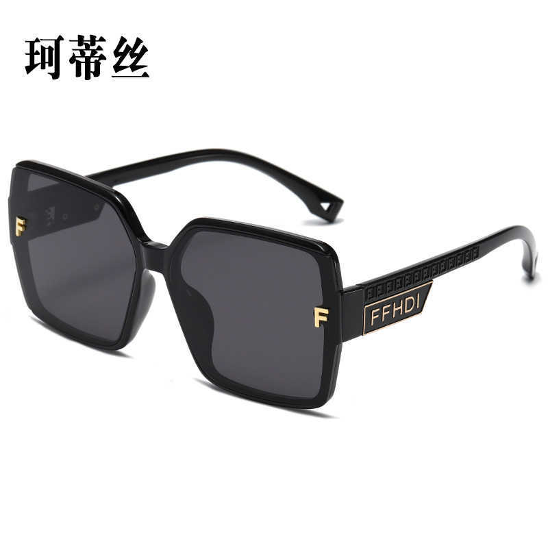 High quality fashionable luxury designer sunglasses New FF Letter Anti UV Large Sunglasses Half Frame Glasses