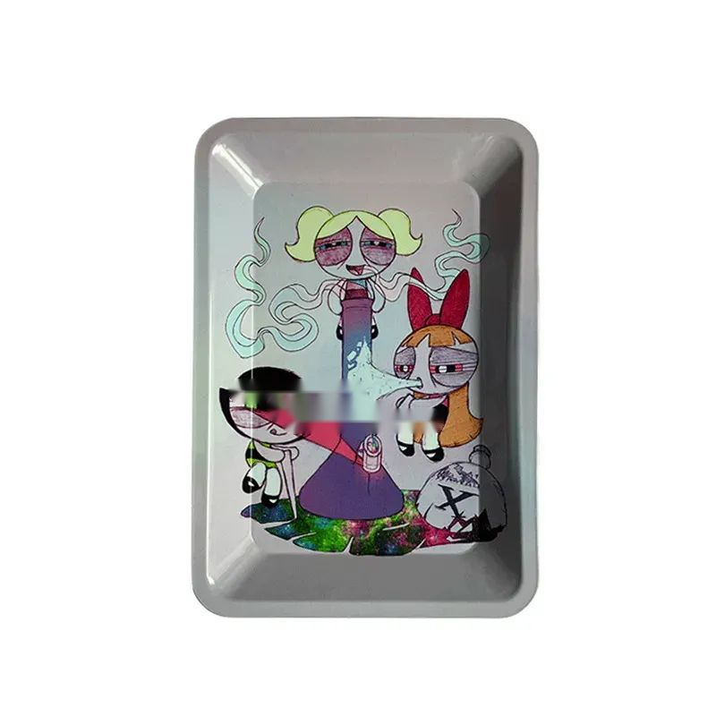 Tabak Rolling Trays 30 Stijlen Metalen Cartoon Patroon Rolling Tray 180125mm Voor Tabak Droge Kruid Grinder Huishoudelijke Rommel opslag Plaat Roken Accessoires