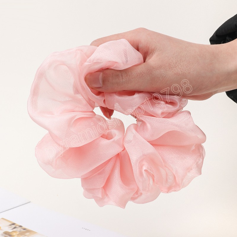 Summer Sweet Organza Scrunchies Oversized Solid Color Hair Bands Women Chiffon Ponytail Holder Hair Ties Hair Accessories