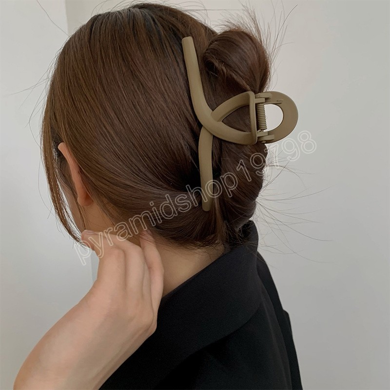 13cm Large Frosted Matte Cross Hair Claw Crab Hair Clips Brown Series Women Bath Clamps Ponytail Clip