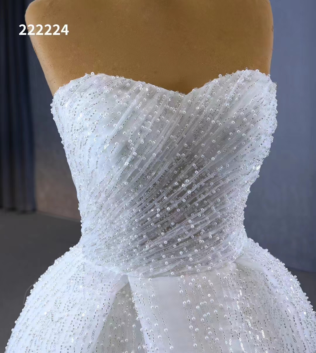 Vestido de noiva com lantejoulas e costas abertas sem mangas para mulheres SM222224