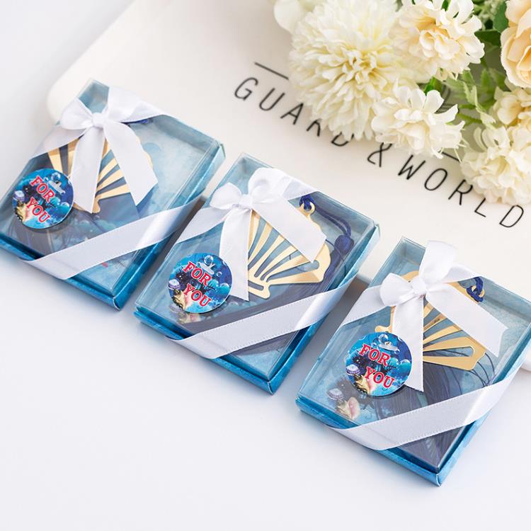 Sashell Bokmärke med Tassel Wedding Favors födelsedagspresenter Bruddusch Ocean Theme Event