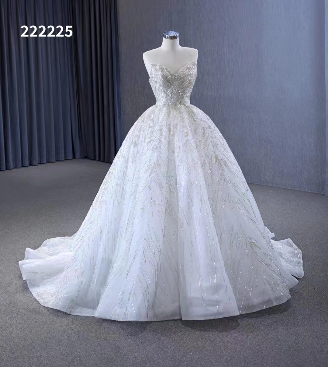 Älskling bröllopsklänning lyxig ärmlös pärlstalad paljett SM222225