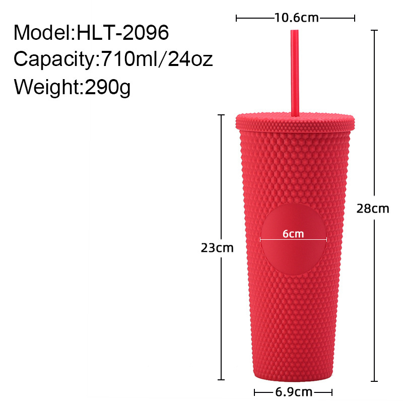 24oz Star Tumblers med sugrör dubbla väggplastplastvattenflaskor BPA gratis 710 ml drickskoppar QMR23b