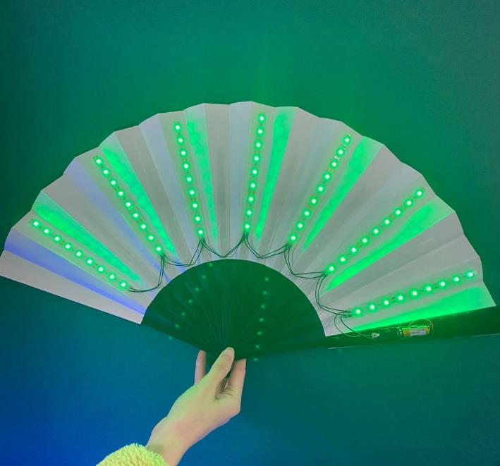 Decoración de fiesta Luminoso Plegable Glow Fan 13 pulgadas Led Play Colorido Mano Abanico Rave Fans para Dance Neon DJ Night Club Party SN4193