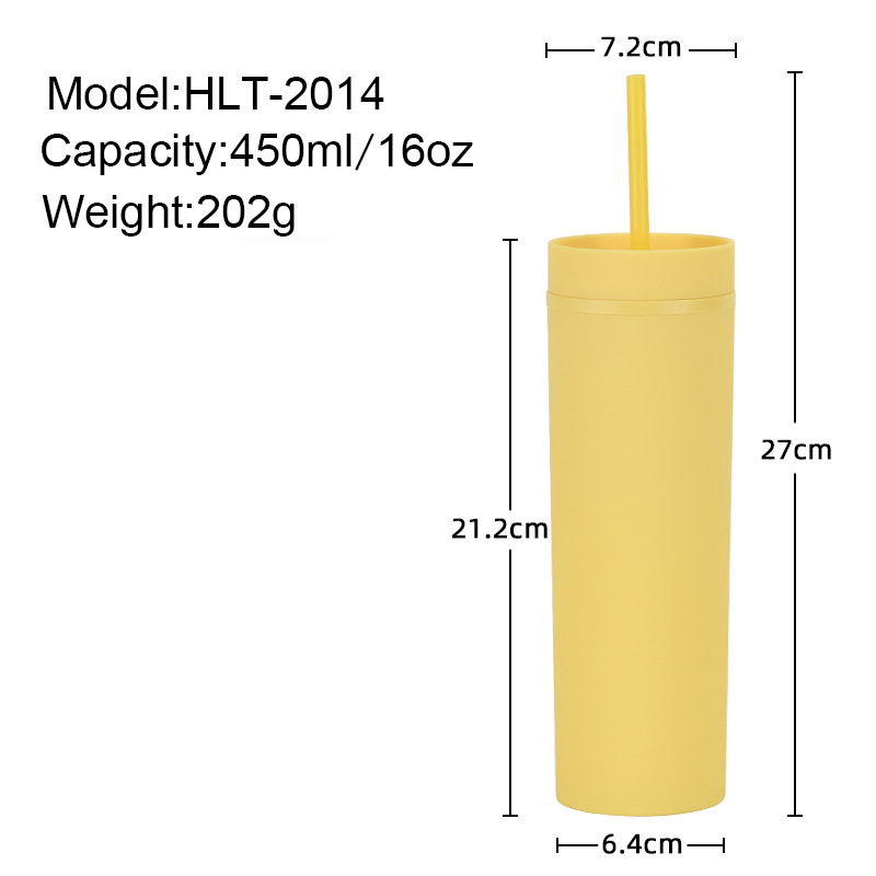 Bicchieri dritti in acrilico da 16 once Bottiglie d'acqua in plastica a doppia parete senza BPA Bicchieri da 450 ml QMR21c