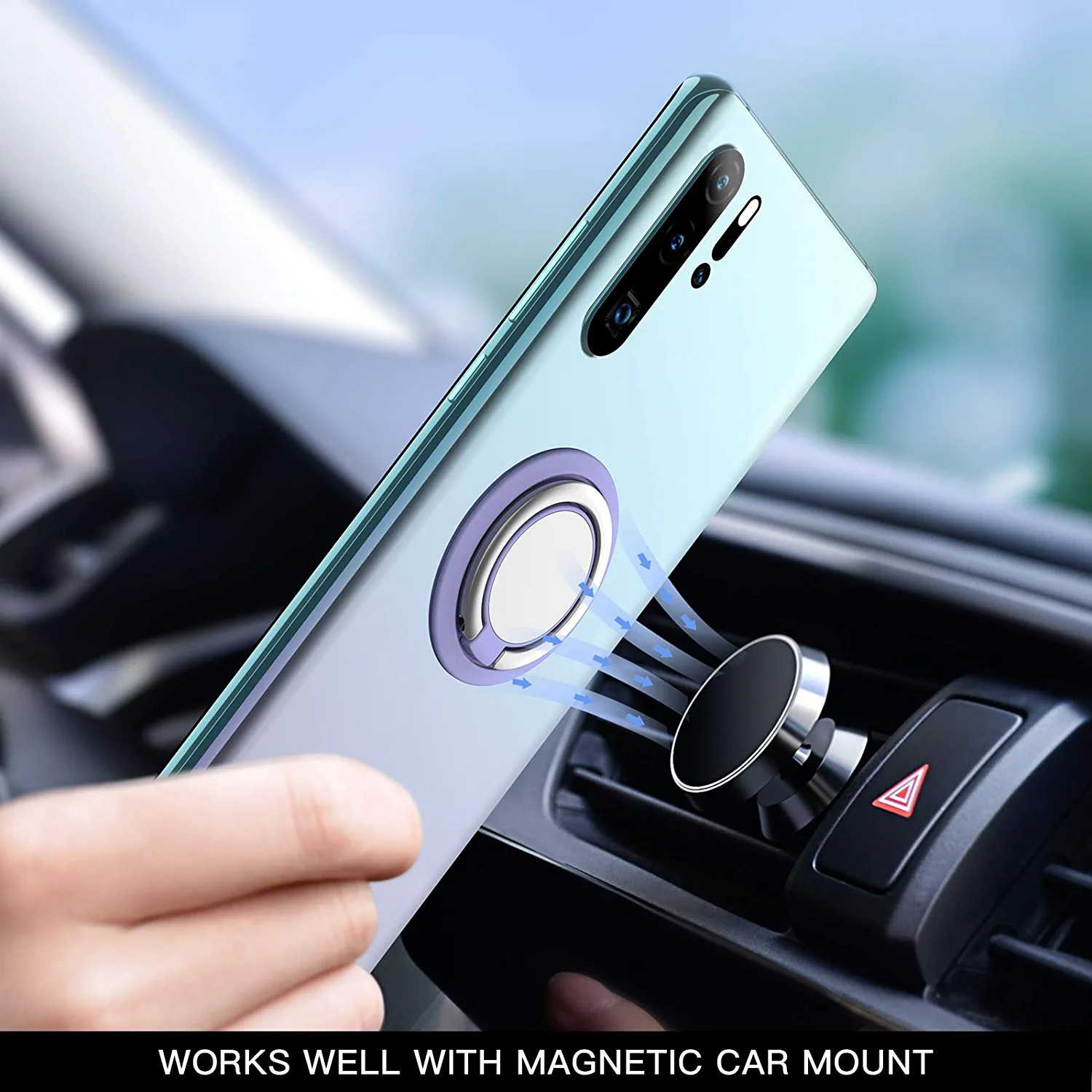 Finger Ring Holder Stand Grip for Mobile Phone Car Magnetic Mount 360 Degree Rotating Phone Back Sticker Pad Bracket