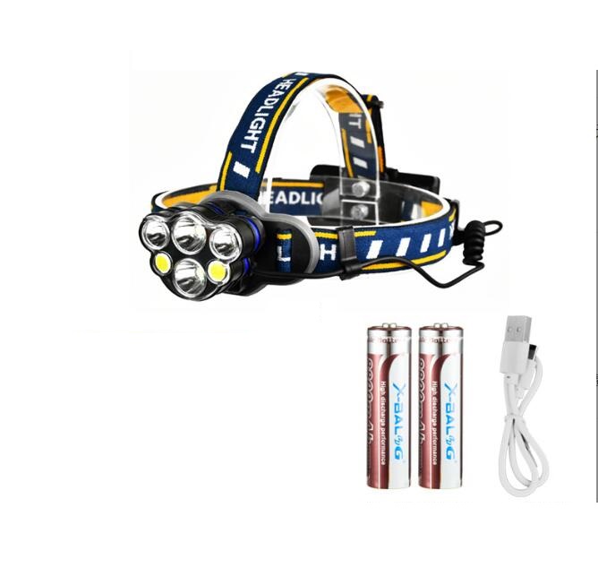 12000 Lumen Jagdscheinwerfer 2x XML T6 4XPE 2COB 8 LED-Scheinwerfer Stirnlampe Lampe für Camping Zoom Stirnlampe Taschenlampe 18650 Akku + USB-Ladegerät