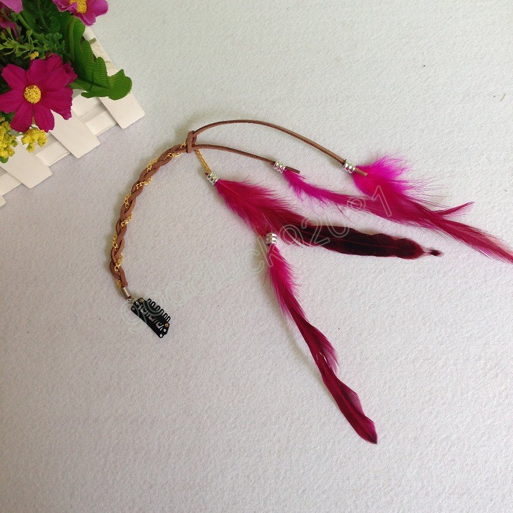 Bohemian Feather Pärled Headdress Tassel Pendant Hairpins Hair Clip Head Band Fashion Women Girls Hair Accessories