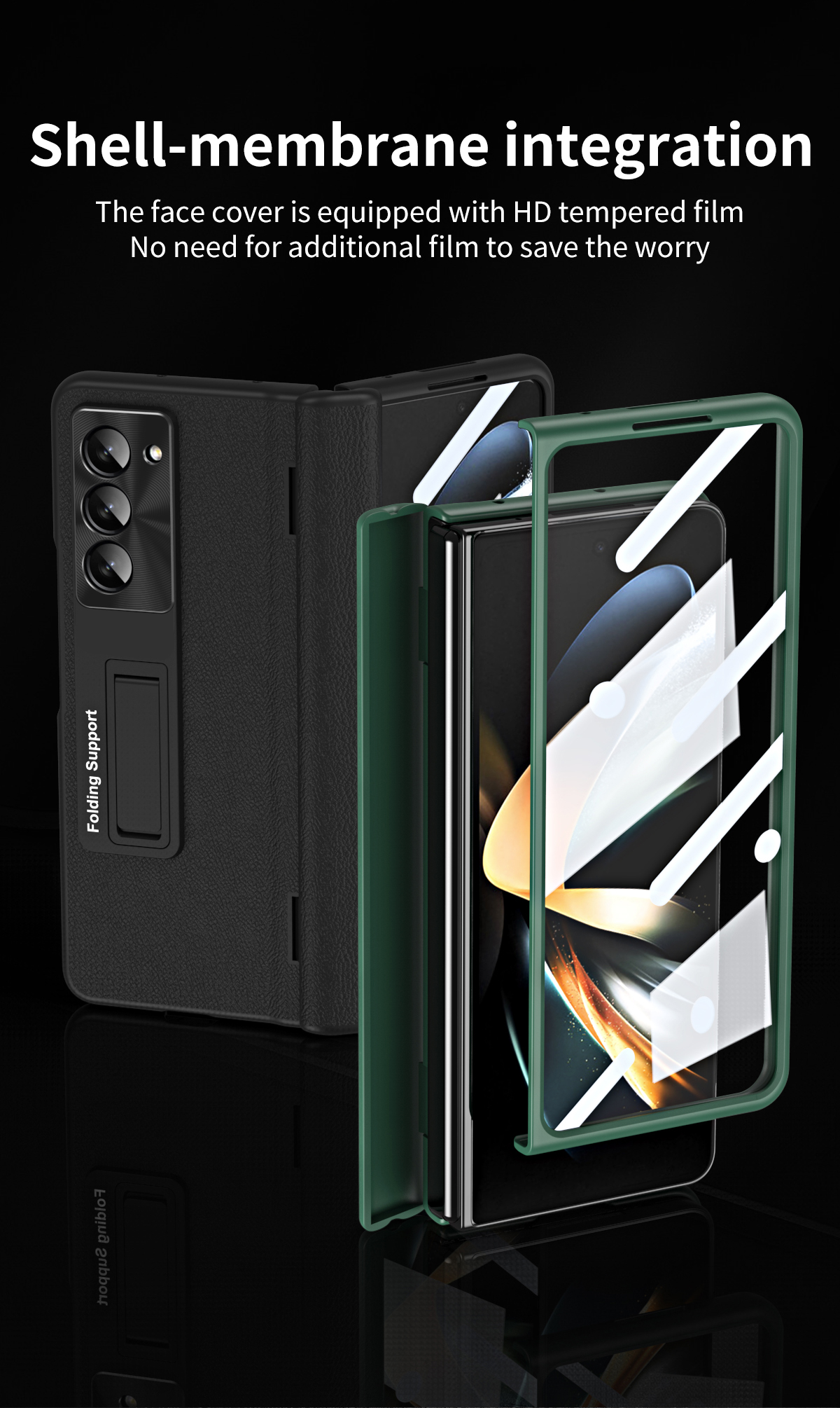 PU skórzane stojaki dla Samsung Galaxy Z Fold 4 -Kolorowe 5 -krotnie 5 obudowy zawias ochronny Film Glass Screen Cover