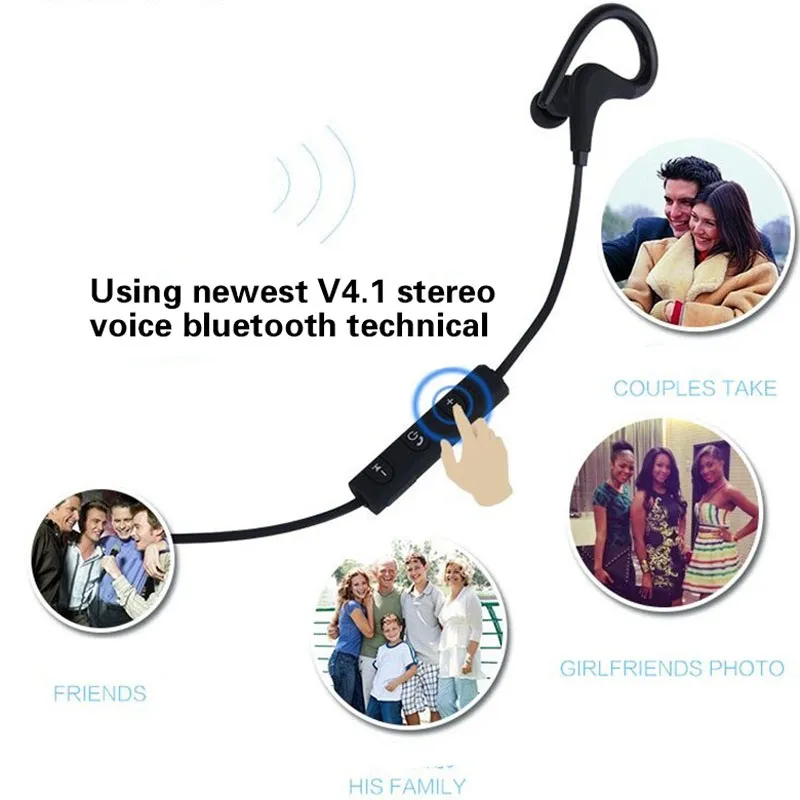 BT-1 Sports Bluetooth Earphone Mini V4.1 Wireless Crack Headphone Earbuds Hand Free Headset Universal For phone tablect pc