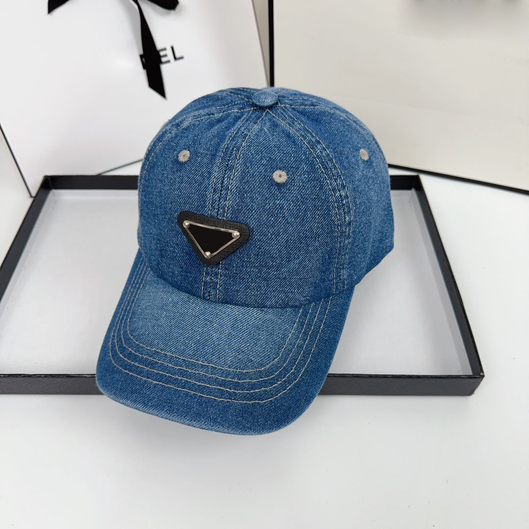 Denim Material Men's Sports Style Designer Ball Cap Women's Summer Vacation Sunshade Triangle Letter Printing Justerbar storlek Casquette