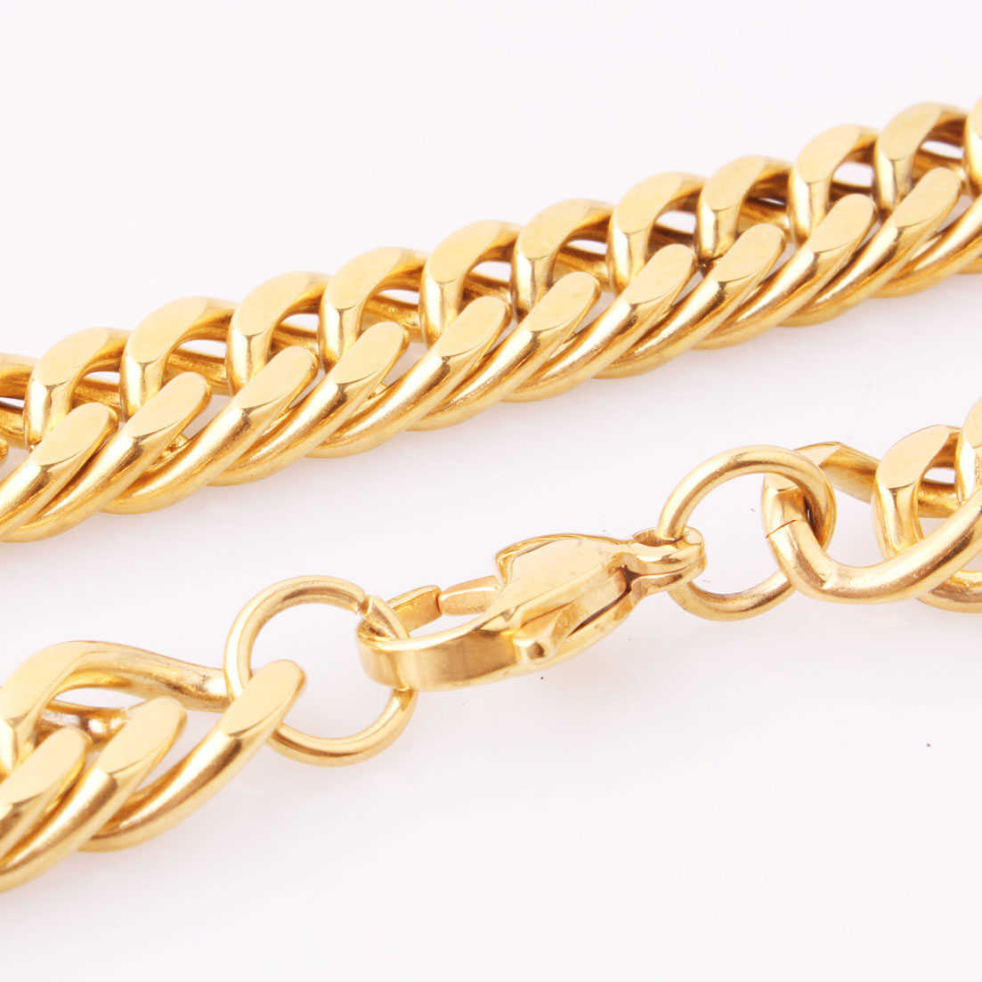 Strängar 6 8 10 12 14 16 18m Kvinnors guldfärg kubansk länkkedja halsband armband rostfritt stål smycken julklapp 7 40 tum 230613