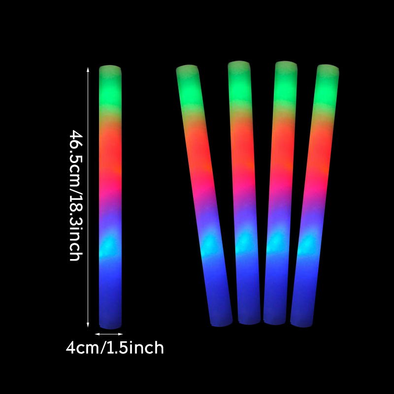 LED-Leuchtstäbe, 5 Stück, 46 cm, bunte LED-Leuchtstäbe, Konzertbar, Party, Schaum, Glitzer, Leuchtstäbe, tragbar, Neonlicht, Party, leuchtende Atmosphäre, Requisite 230802