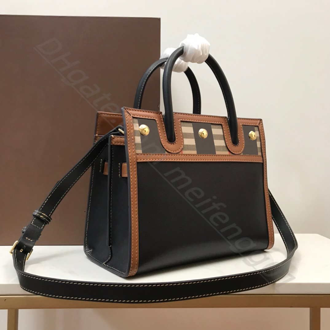 Bolsas de Ombro de Design de Luxo Bolsas de Ombro com Alça de Couro Moda Sacolas Femininas Sacos de Retalhos Sacos de Rebite Padrão Check Sacos de Noite Volumosos Sacos de Compras