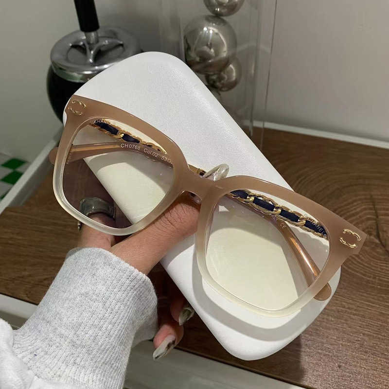 2023 Nouvelles lunettes de soleil de designer de luxe Xiaoxiang même chaîne noire tissée plaine face artefact conseil myopie lentille cadre affichage facial 0768