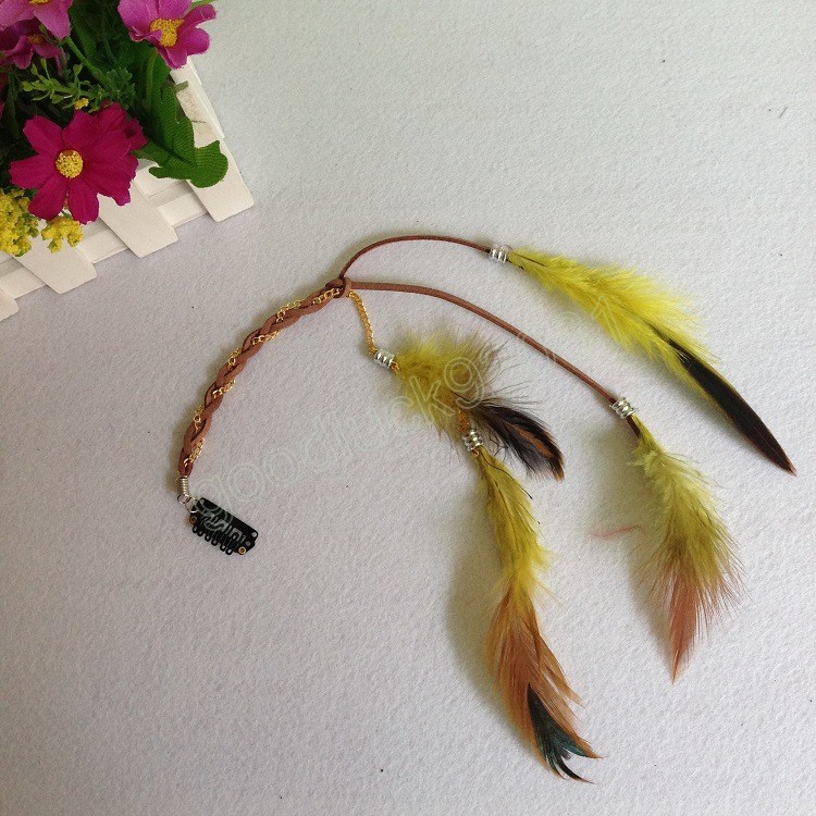 Bohemian Feather Pärled Headdress Tassel Pendant Hairpins Hair Clip Head Band Fashion Women Girls Hair Accessories