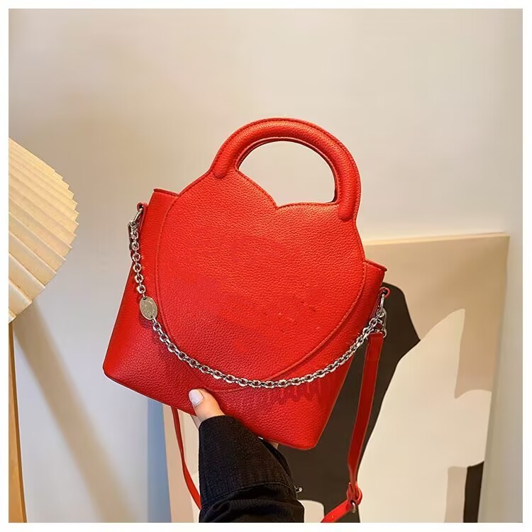 Real cowhide bag bucket bag women one shoulder crossbody bag designer handbag Litchi grain chain decoration tote luxury shopping bags leather bags purses backpack