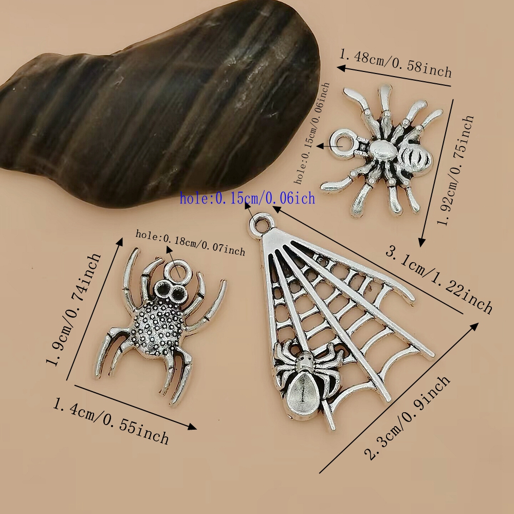 Charms Spider Halloween Argento antico Pendenti con ciondoli fare braccialetti Collana Risultati gioielli Creazione di gioielli Accessorio X-05