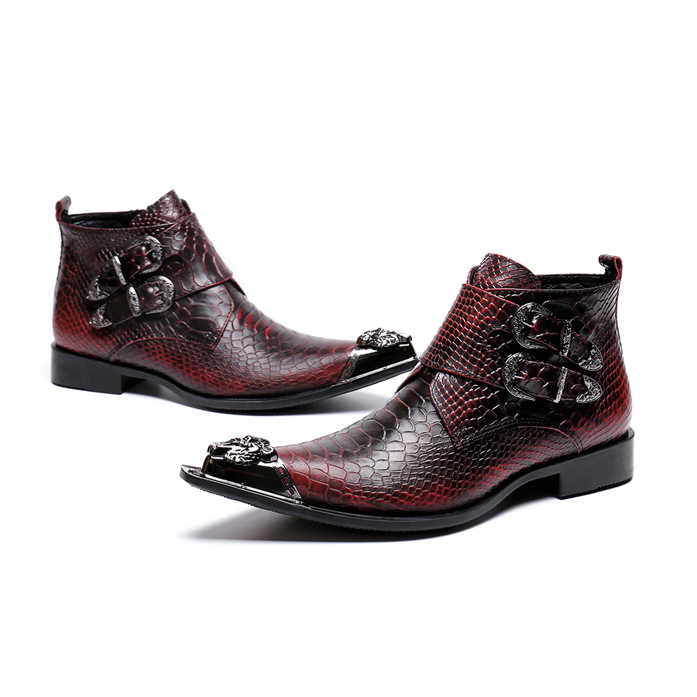 Boş zaman sonbahar ve kış artı boyutu elbise botları sosyal sivri ayak parmağı kısa botları orijinal orijinal deri adam ayak bileği botları