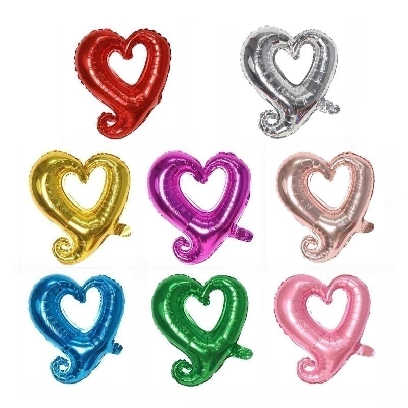 Party Decoration 18 inch Hook Heart Shape Aluminum Foil Balloons Inflatable Wedding Valentine Days Romantic Heart Decorative Balloon Party Supplies Q389