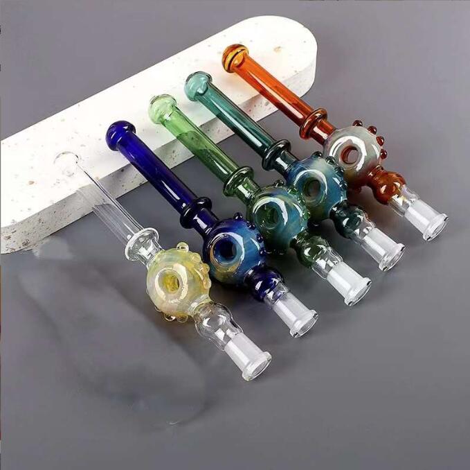 Mini Nectar Collector Glass Pipes with 10mm 14mm 18mm Titanium Quartz Tip Oil Rig Concentrate Dab Straw for Glass Bong