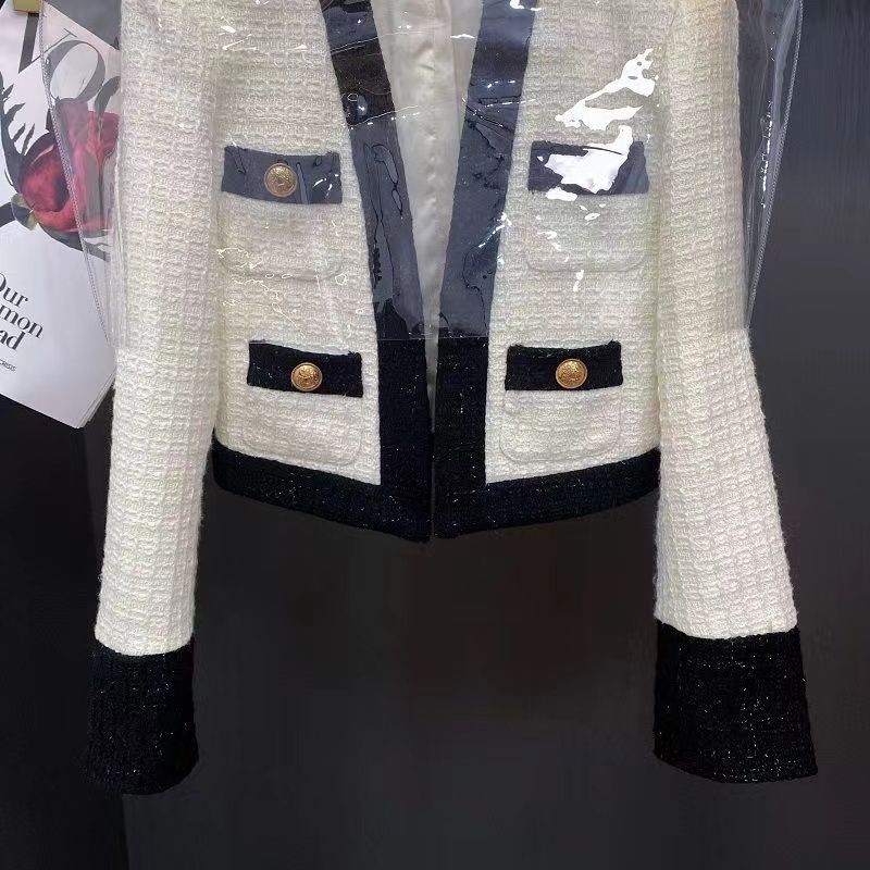 Designer di alta qualità risvolto Polo giacca da donna moda tasca sul petto lettera ricamo stampa bottone in metallo giacca cardigan manica lunga taglia asiatica S-2XL