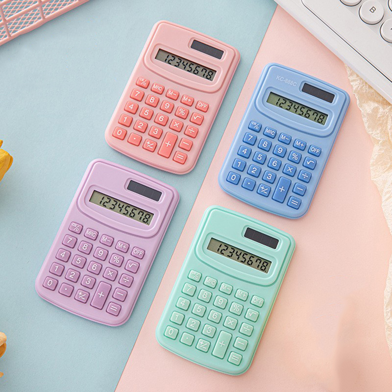 Pocket Calculator Handheld Mini Calculators with Button Battery 8 Digit Display Basic Office Calculators for Home School Kids Teacher Office Use Tool