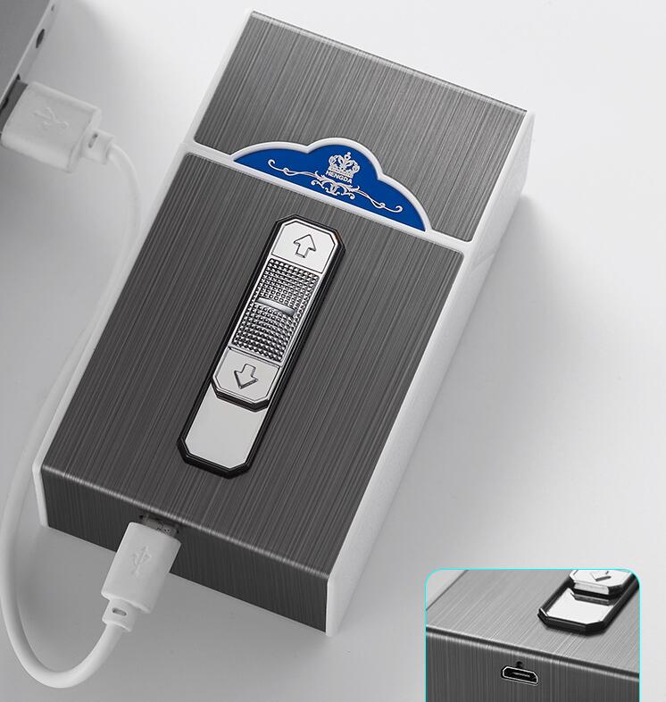 Ultimo contenitore portasigarette con accendino USB ricaricabile elettrico impermeabile 20 pezzi capacità accessori strumenti fumatori