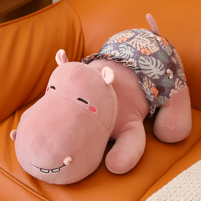 27/40/55cm Lovely Stuffed Hippo Plush Toys Cute Lying Sleeping Animal Hippo Cushion Throw Pillow for Kids Birthday Gifts