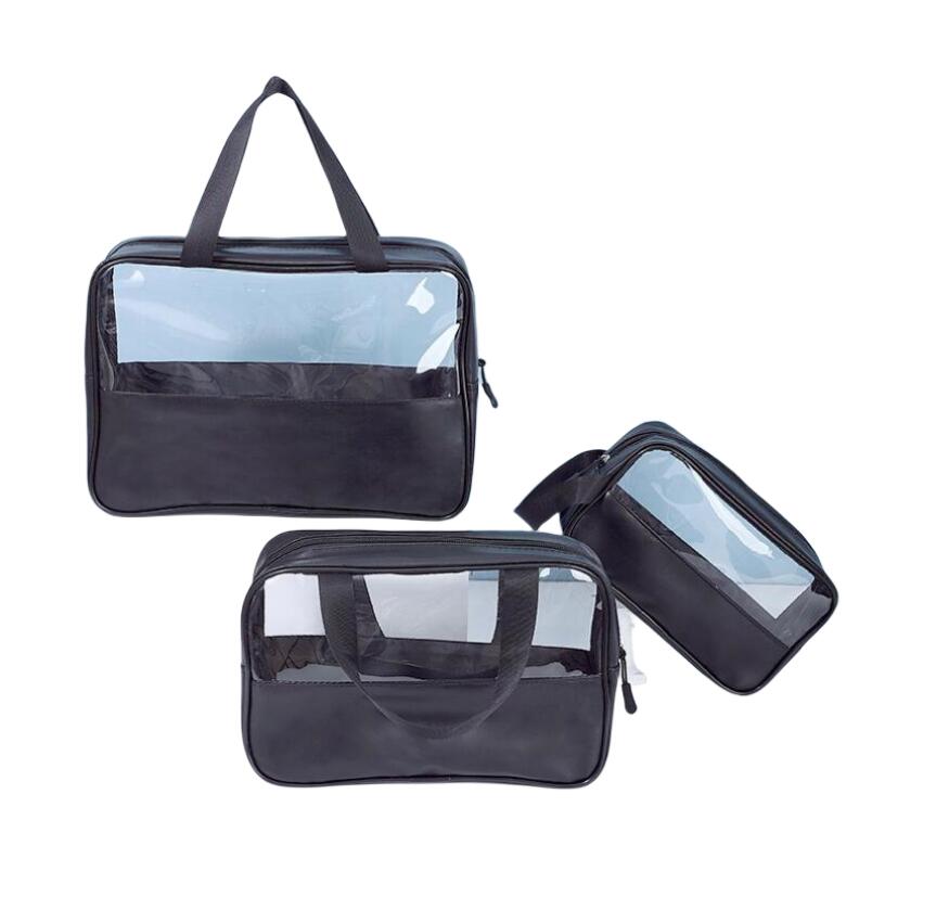 Bolsa cosmética feminina 3 peças bolsa transparente para lavagem de maquiagem Conjunto de viagem Protable Travel Bolsas de higiene de grande capacidade