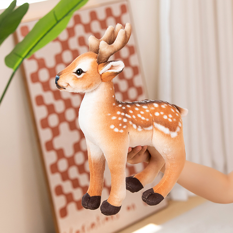 33CM Lovely Simulation Fawn Antelope Plush Toys Real Life Wild Animal Doll Stuffed Soft Children Kids Birthday Decor Gift