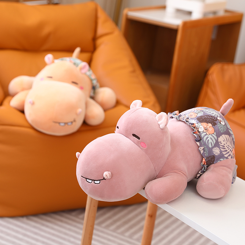 27/40/55cm Lovely Stuffed Hippo Plush Toys Cute Lying Sleeping Animal Hippo Cushion Throw Pillow for Kids Birthday Gifts