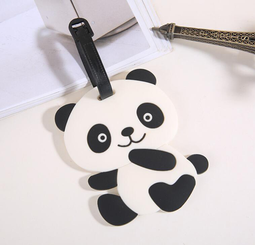 DHLBag Parts PVC Cartoon Panda Prints Etiquetas de Bagagem de Viagem Estilo Mix