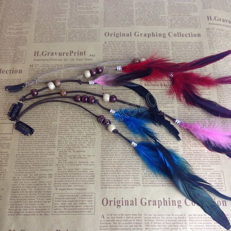 Bohemian Feather Pärled Headdress Tassel Pendant Hairpins Hair Clip for Women Head Band Fashion Hair Accessories