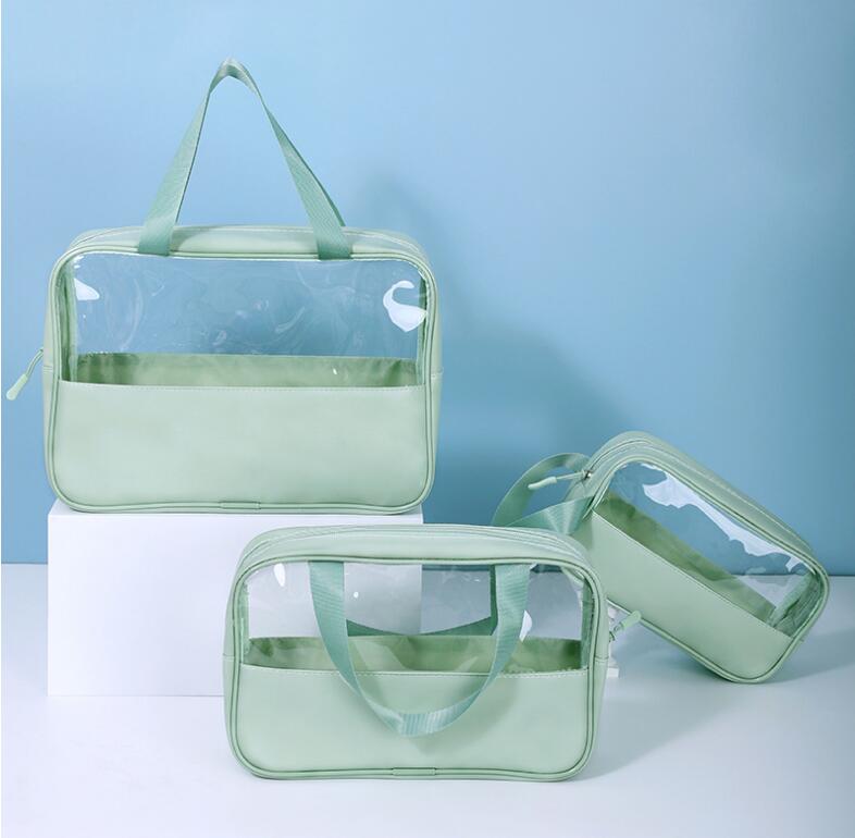 Kosmetisk väska kvinnor 3 stycken transparent makeup tvättväska reseset skyddande resor stora kapacitet toalettartiklar