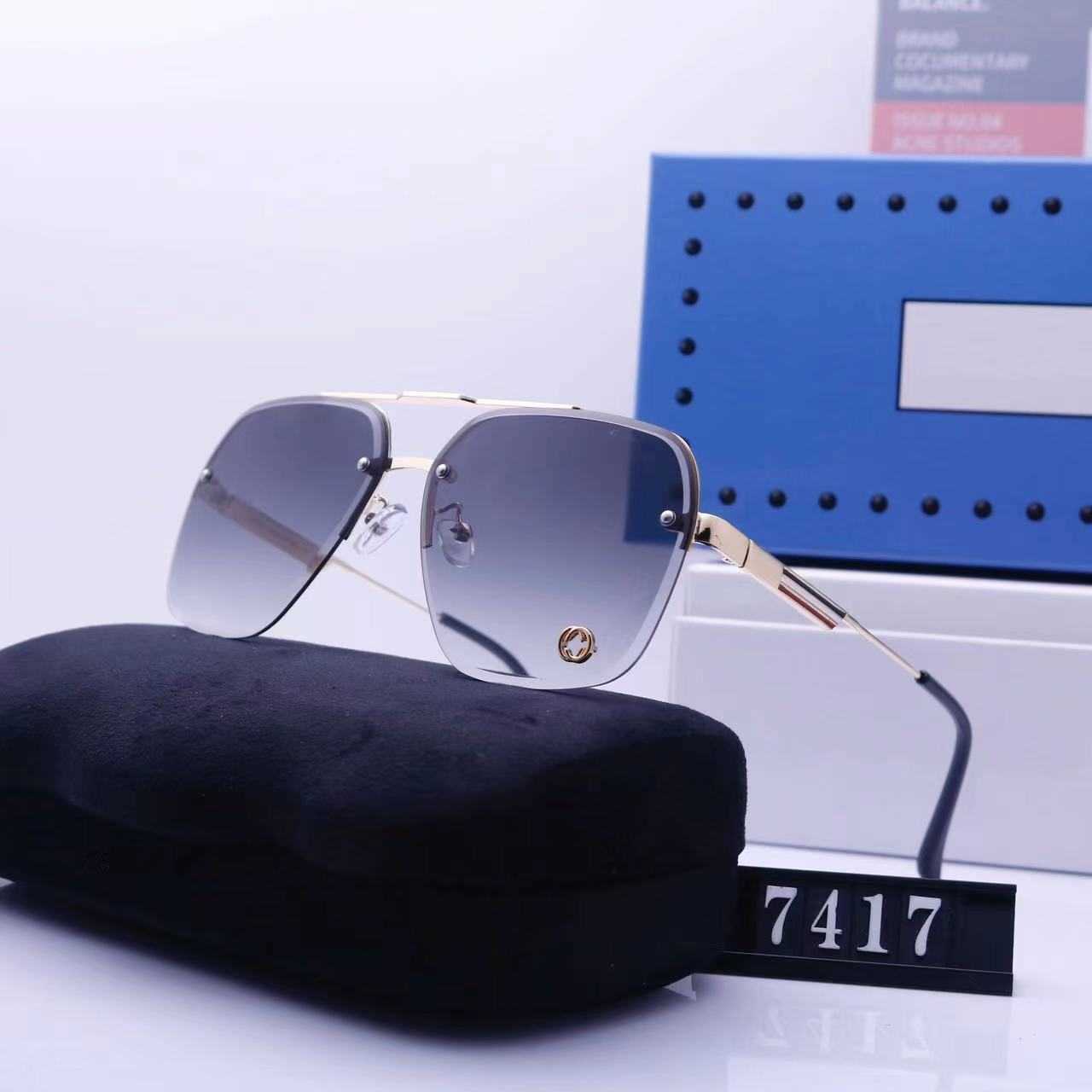 Высококачественный модный новый роскошный дизайнер за рубежом Новый для мужчин и женщин Большой рамка домашние солнцезащитные очки туристические очки Специальные 7417
