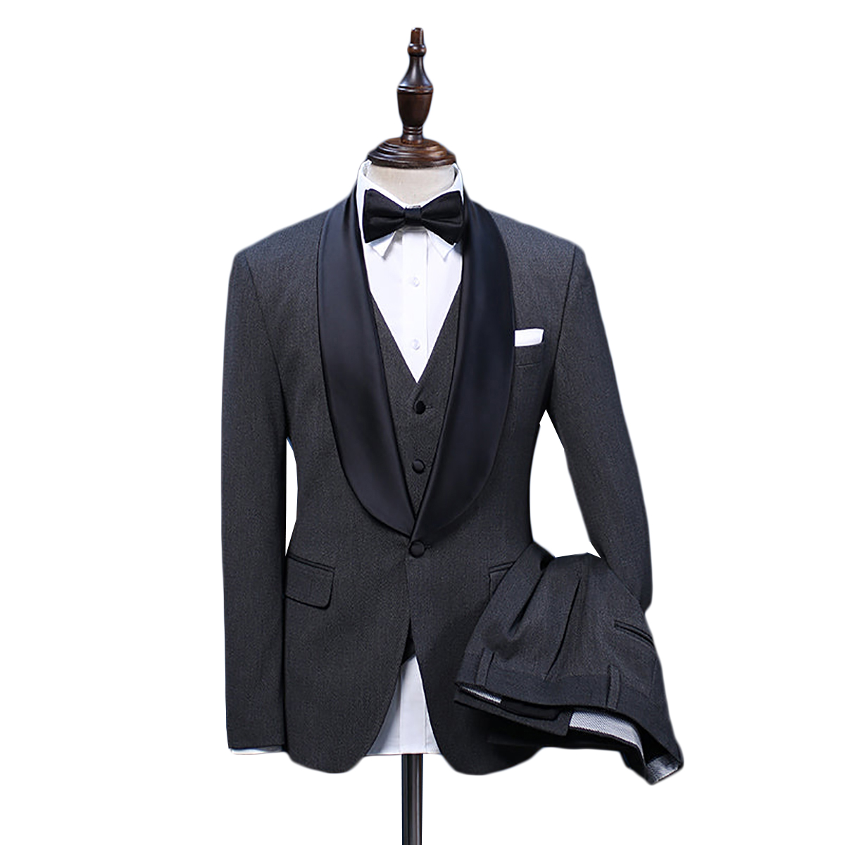 Luxo 3 peças terno de casamento masculino moda fino ajuste conjuntos de ternos de escritório de negócios tamanho grande xale lapela blazer + calça + colete