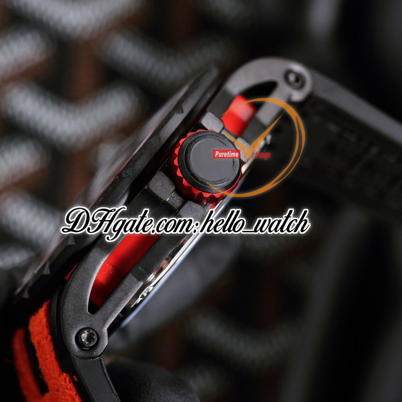 Ny 45mm RDDBEX0479 RDDBEX0546 AUTOMATISK MÄNS WATCH SKELETON DIAL TOURBILLON PVD Black Steel Case Red Inner Rubber Strap Watches Hwrd Hello_Watch G09B 8