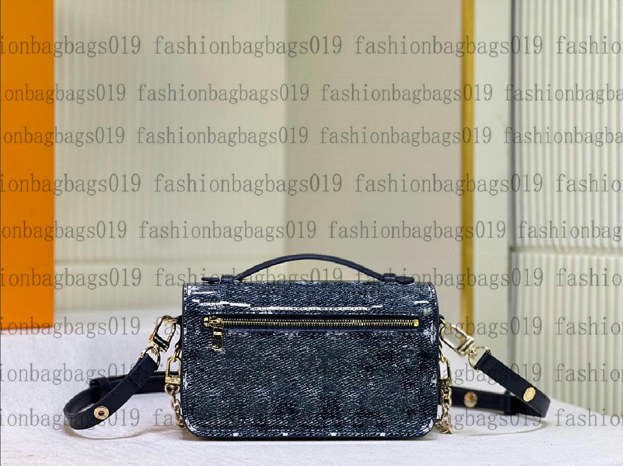 23SS Metis East West Cross Body Holographic Navy Blue Womens Designer Rektangulära kopplingsväskor Kvinnor Luxur Läder handväska M22834 M46279 axelväska