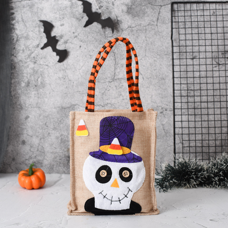 Shopping Bags Holloween Pumpkin Black Cat Linen Vertical Model Children Candy Gift Bag Mix Style