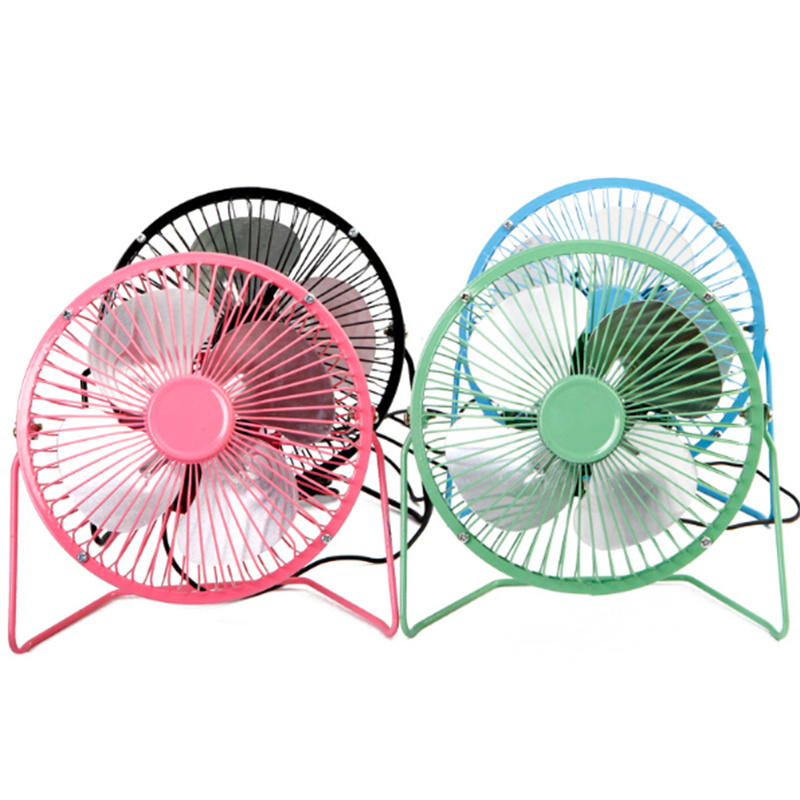 Refroidisseur d'air Ventilateur 360 Rotation Métal USB Ventilateur Mini Bureau Portable Ventilateur De Refroidissement Bureau Chambre Été Refroidissement Bureau Puissance PC Ordinateur Portable Ventilateurs De Bureau