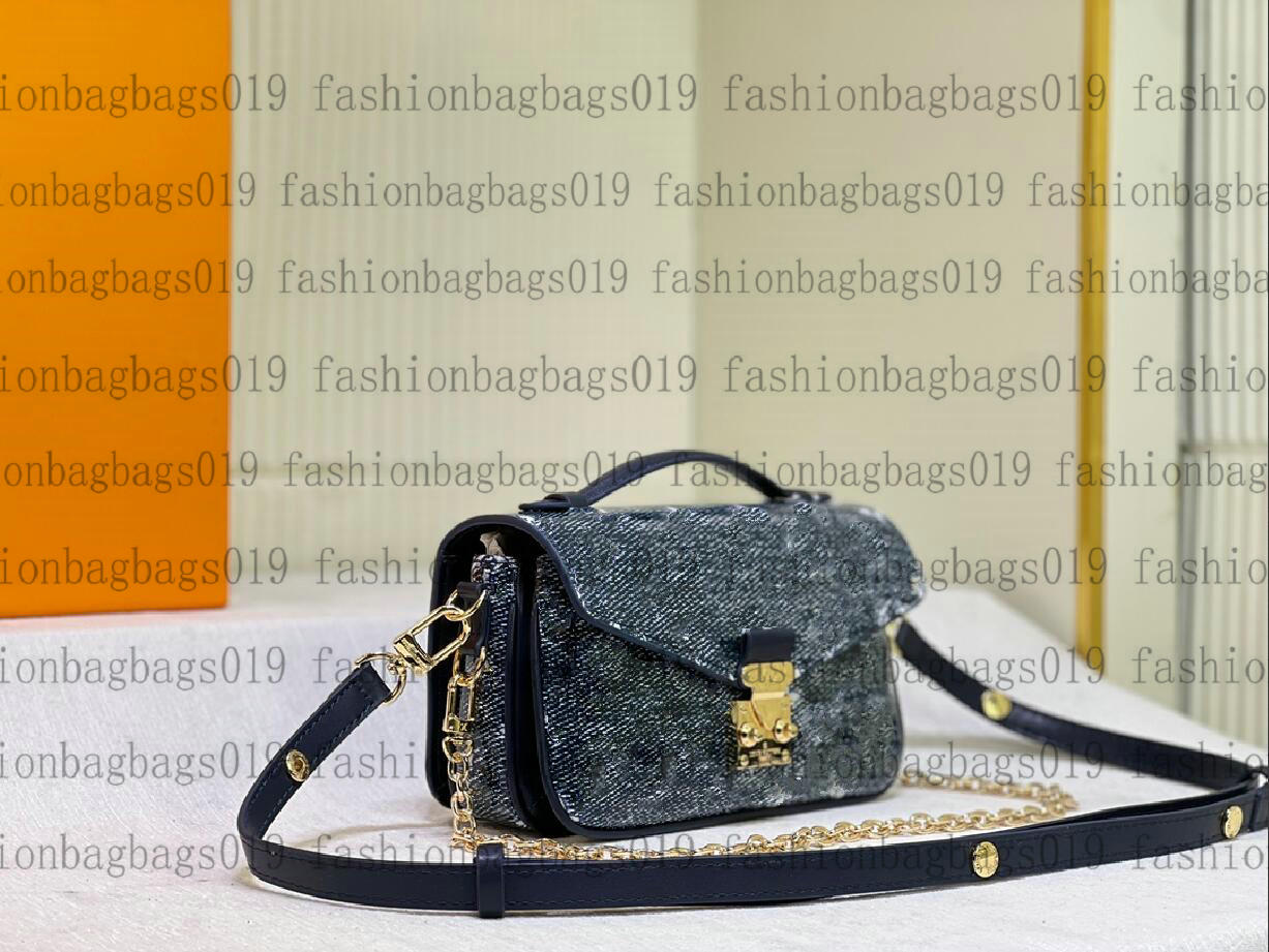 23SS Metis East West Cross Body Holographic Navy Blue Womens Designer Rektangulära kopplingsväskor Kvinnor Luxur Läder handväska M22834 M46279 axelväska