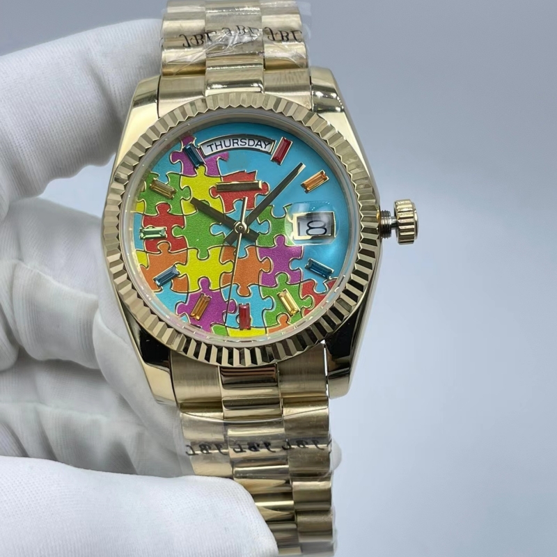 Diseñador de lujo Reloj automático de moda clásico con incrustaciones de cristal de zafiro de 36 mm de tamaño de diamante de color, el regalo de Navidad favorito de las damas Transporte gratuito
