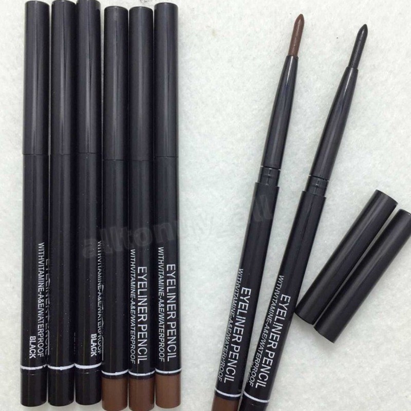 Crayon eye-liner noir et marron rétractable, rotation automatique, résistant à la transpiration, naturel, facile à porter, maquillage de luxe, crayons à sourcils