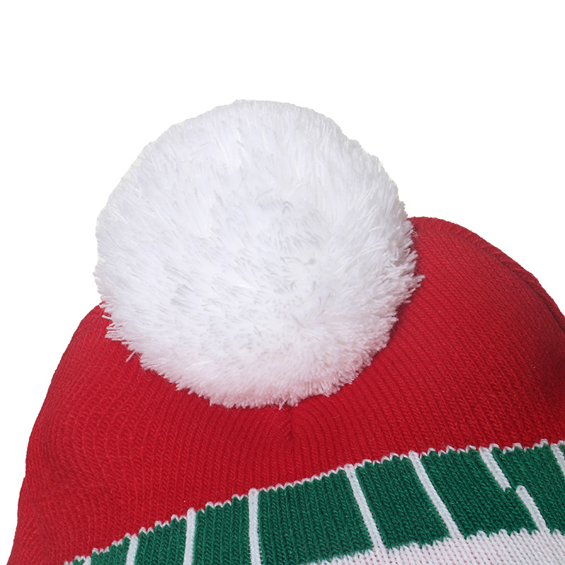 Party Hats Kids Christmas Hats Santa Knitted Hat Cartoon Winter Warm Tassel Ball Cap Christmas Pompom Beanies Hat Q400