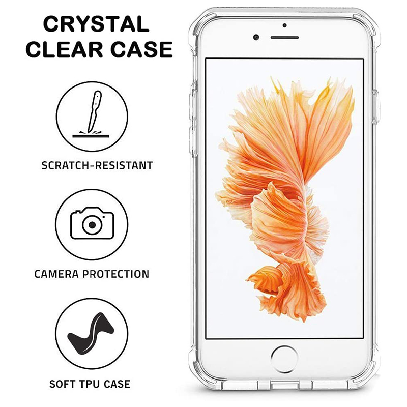 Crystal Clear Shockproof Phone Cases For Iphone 15 14 Plus 13 12 11 Pro Max XsMax Xr Xs X 7 8 Plus Soft TPU Air Cushion Corner Rubber Bumper Case Back Cover