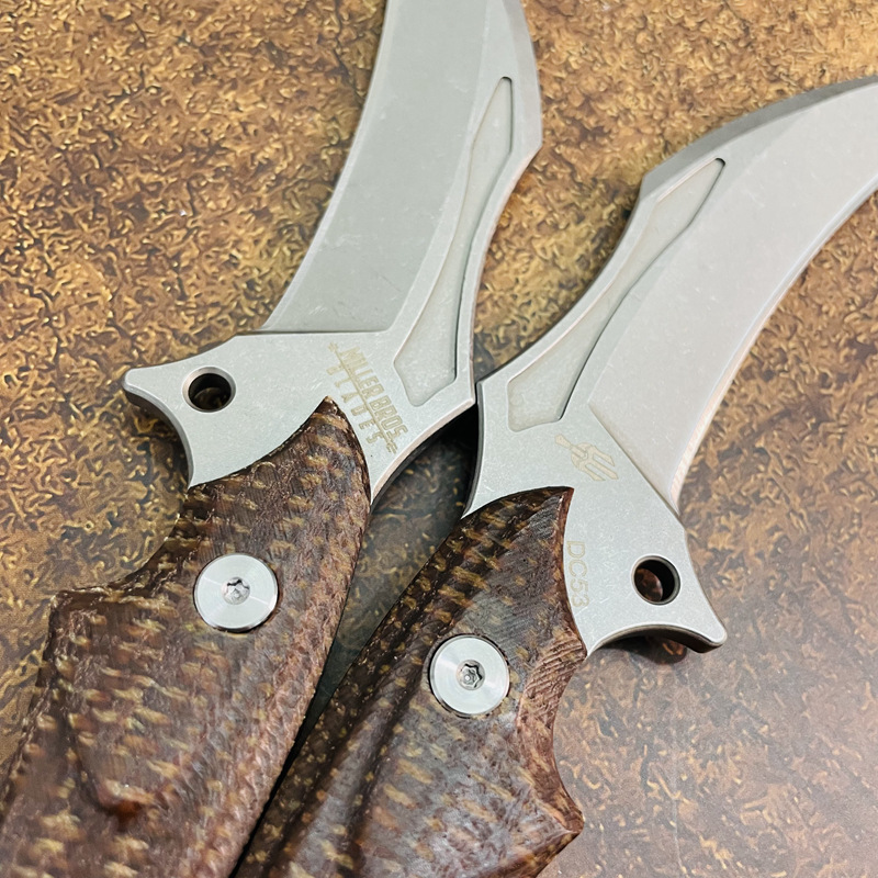 Nouveau S7205 Karambit Couteau DC53 Satin Lame Pleine Saveur Micarta Poignée Lame Fixe Griffe Couteaux Camping En Plein Air Équipement Tactique avec Kydex