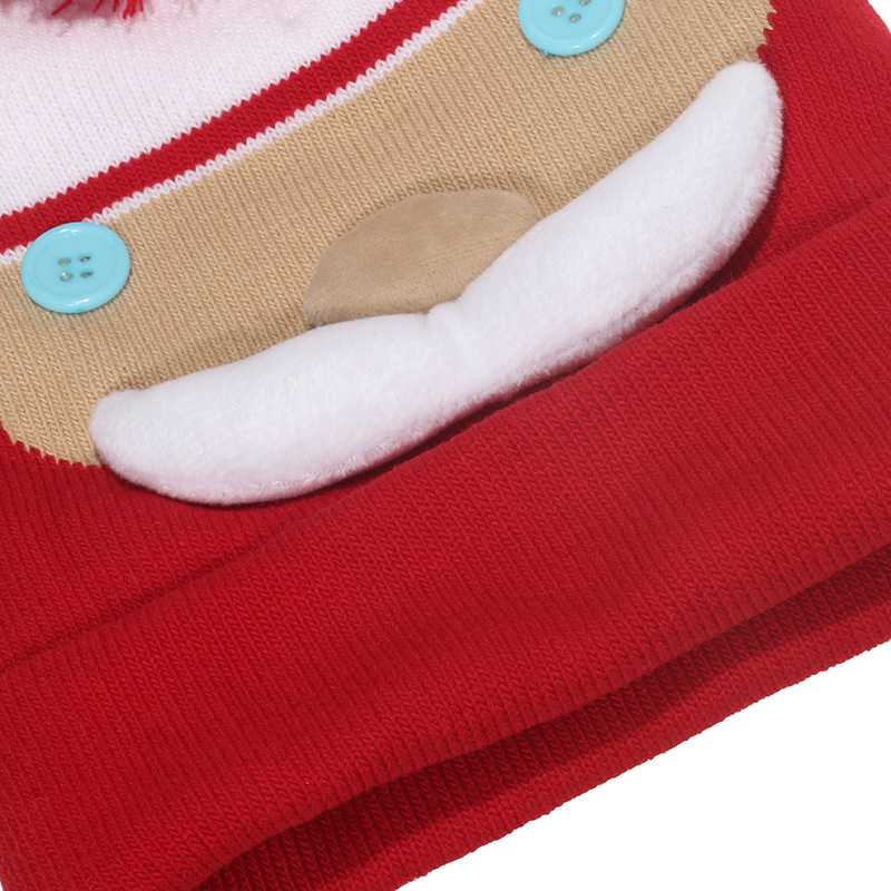 Party Hats Kids Christmas Hats Santa Knitted Hat Cartoon Winter Warm Tassel Ball Cap Christmas Pompom Beanies Hat Q400