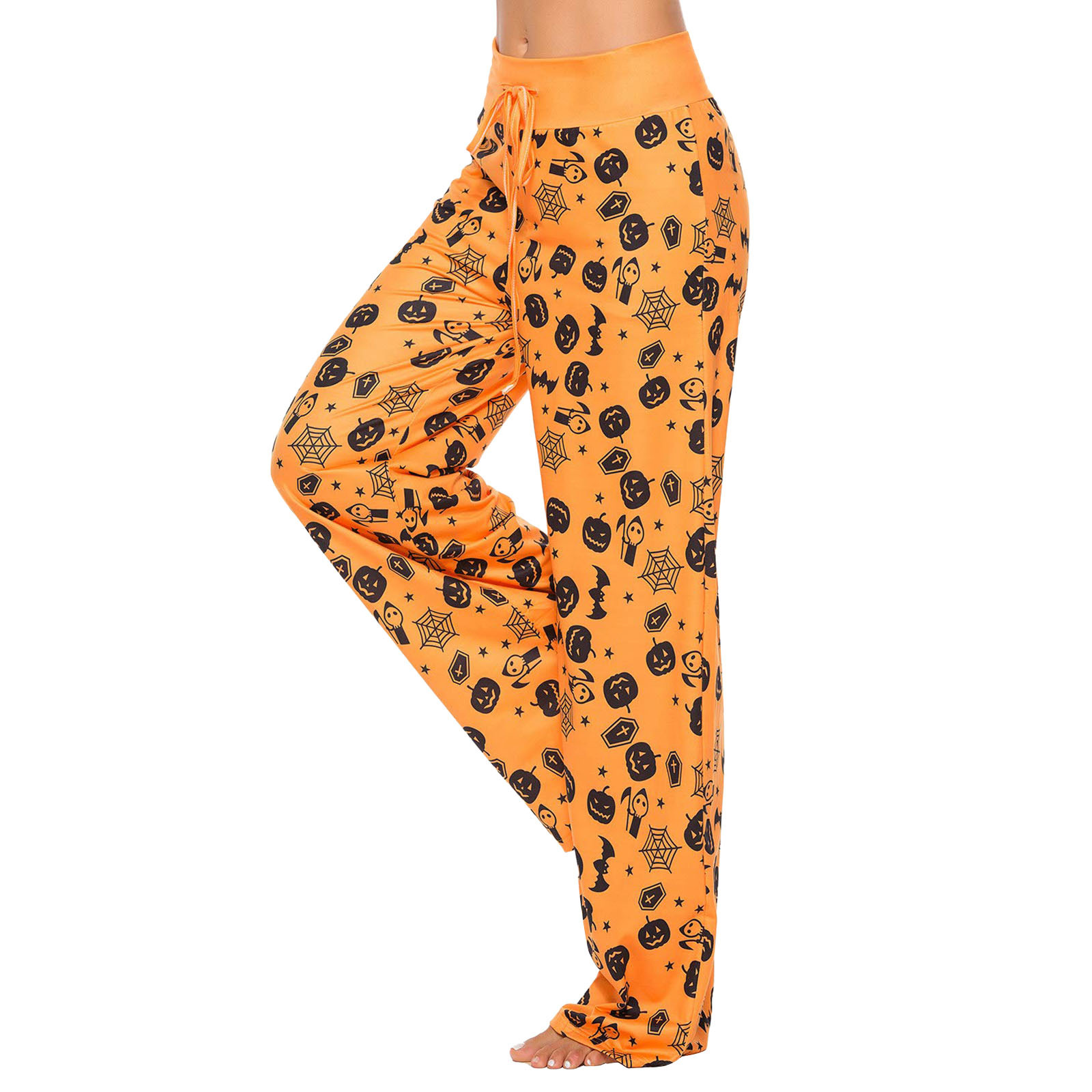 Calças de abóbora de Halloween Calças de grife femininas caseiras calças de cintura alta para mulheres calças casuais elásticas macias calças plus size